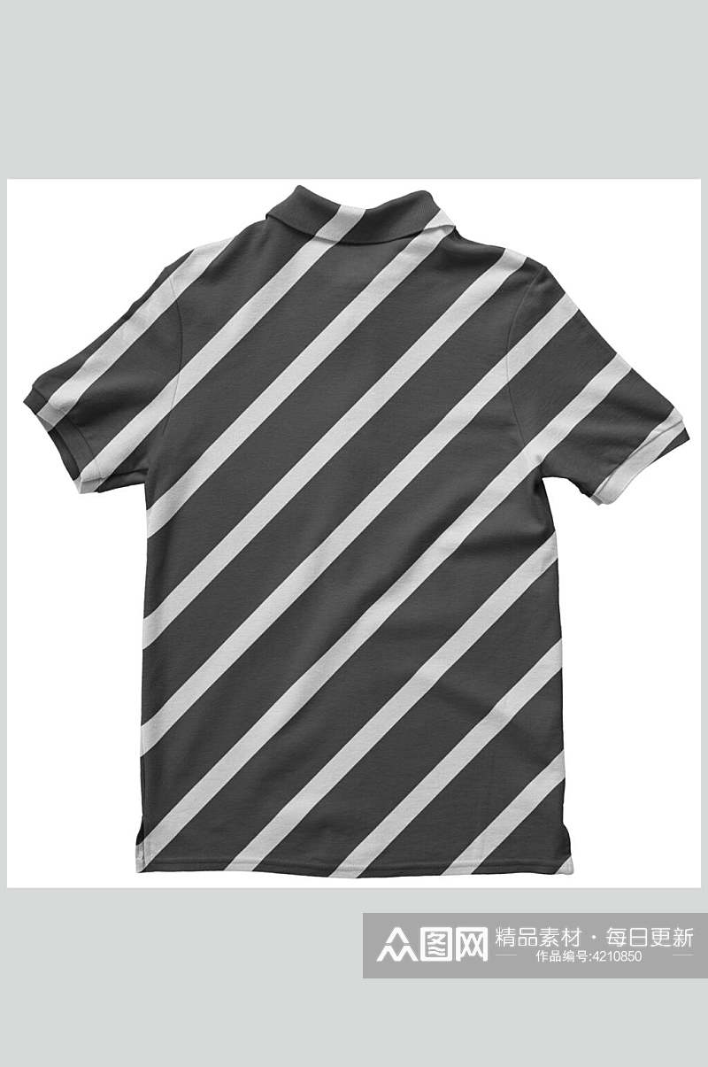 条纹短袖黑白色T恤设计贴图样机素材