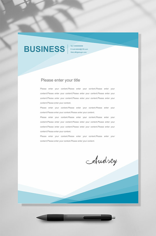 常见简约蓝色渐变信纸WORD常用表格-众图网