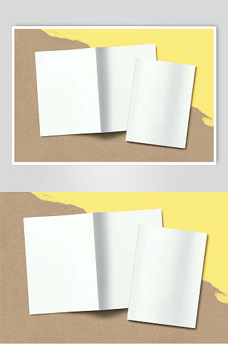 涂鸦折页黄色海报卡片展示样机