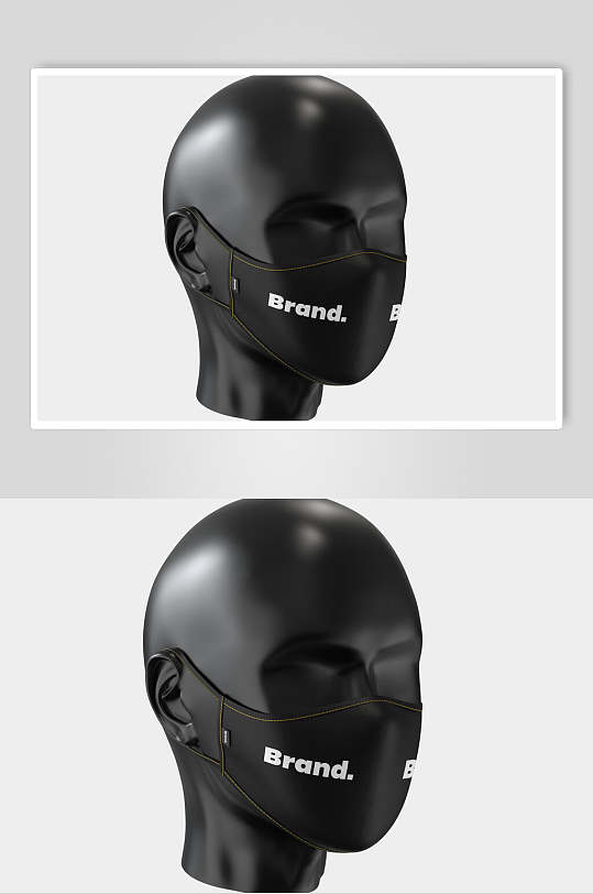 英文黑色简约口罩包装设计展示样机