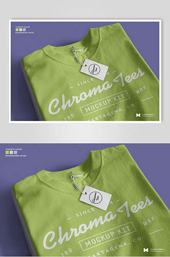 紫绿清新简洁T恤服装智能贴图样机