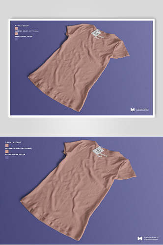 褶皱紫黄简洁T恤服装智能贴图样机