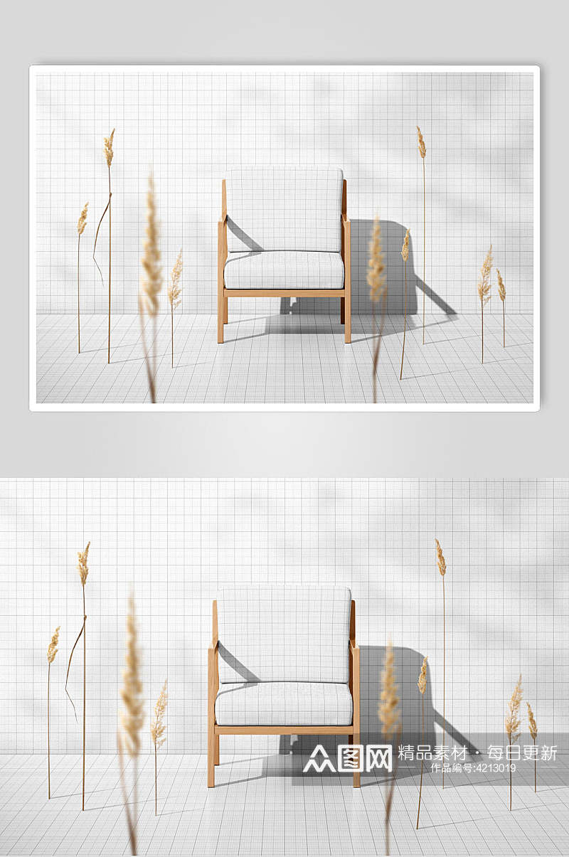 线条灰色创意高端清新椅子样机素材