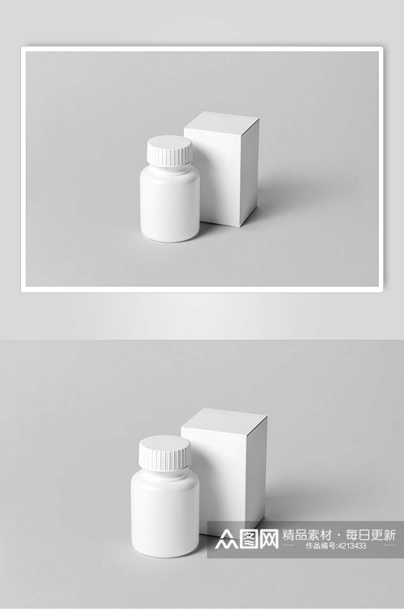 瓶子灰色创意高端药品包装样机素材