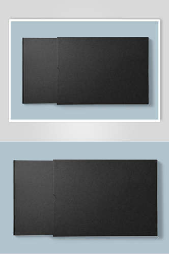 方形蓝黑书籍画册海报卡片展示样机