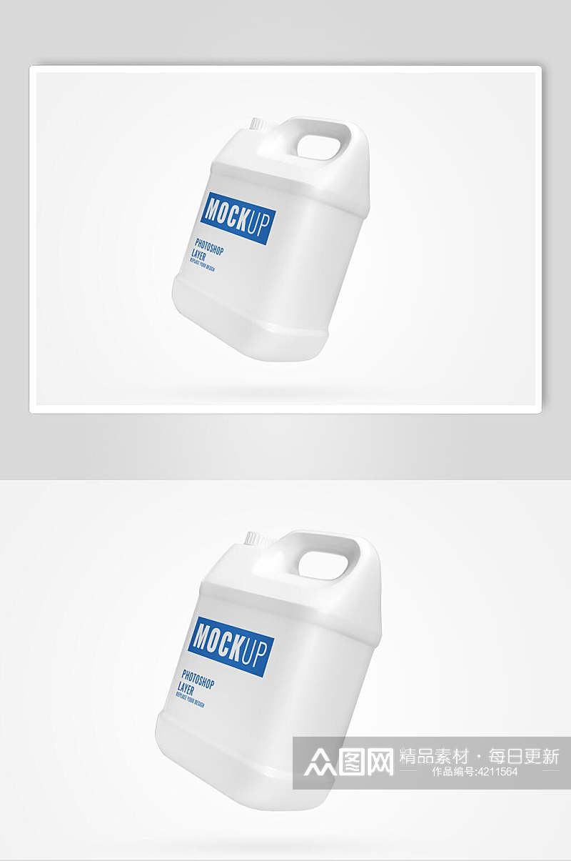 蓝白英文清新大塑料瓶包装展示样机素材