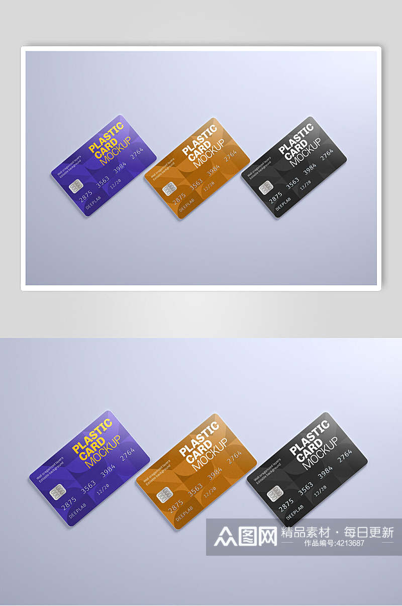 彩色银行卡礼卡卡片设计展示样机效果图素材
