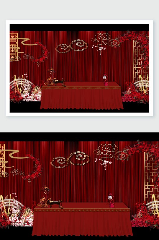 舞台红色婚礼舞美-众图网