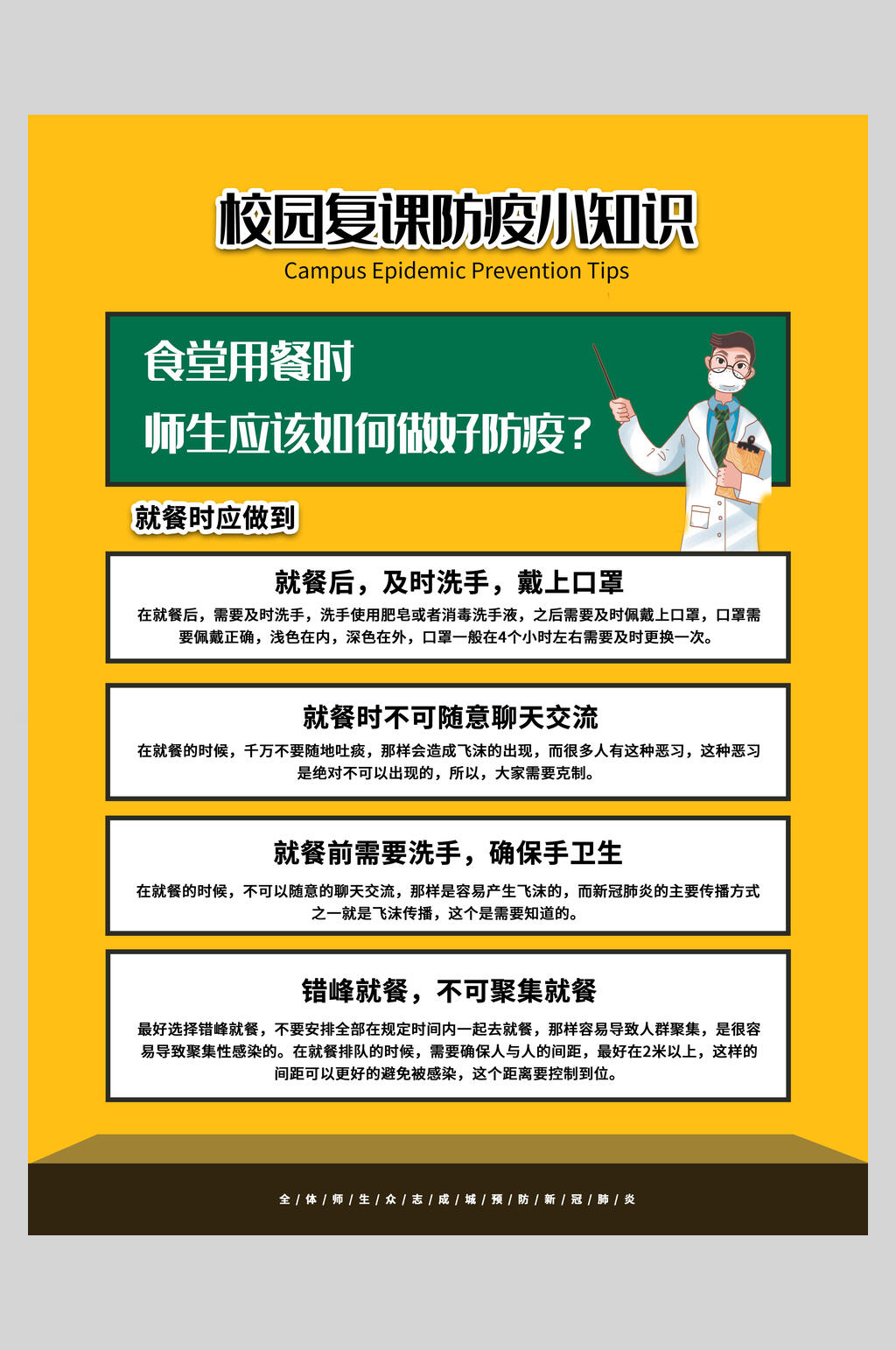食堂用餐校园防疫海报素材