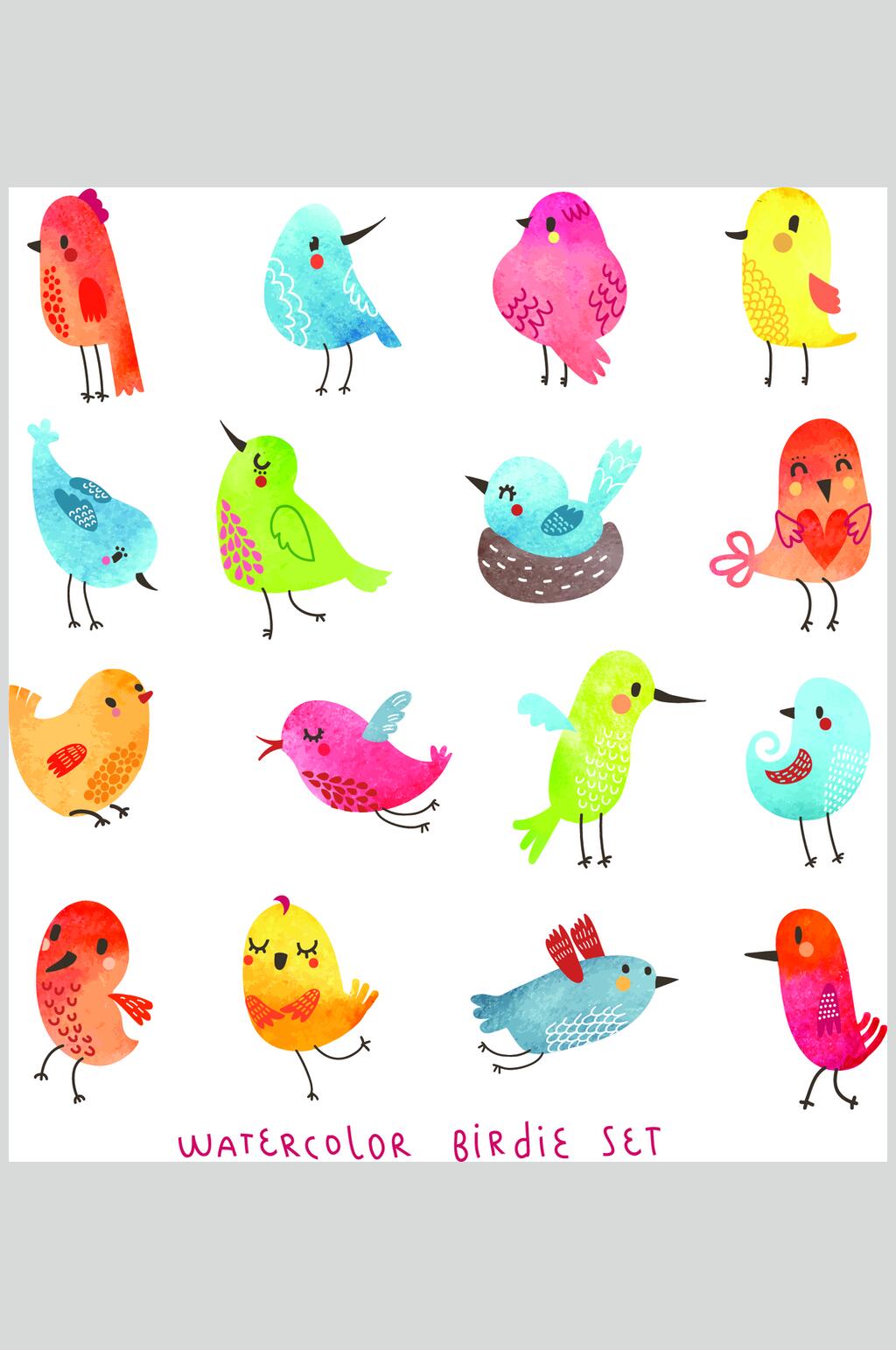 创意卡通手绘水彩插画矢量素材素材