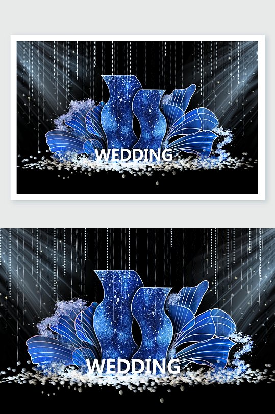 创意浪漫蓝色婚礼舞美设计-众图网