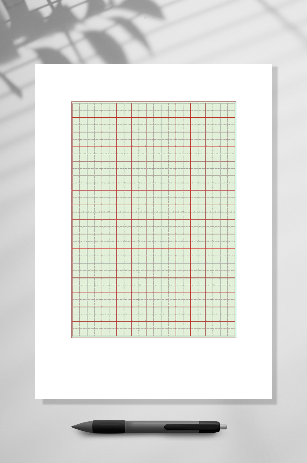 浇绿色田字格练字本WORD常用表格素材