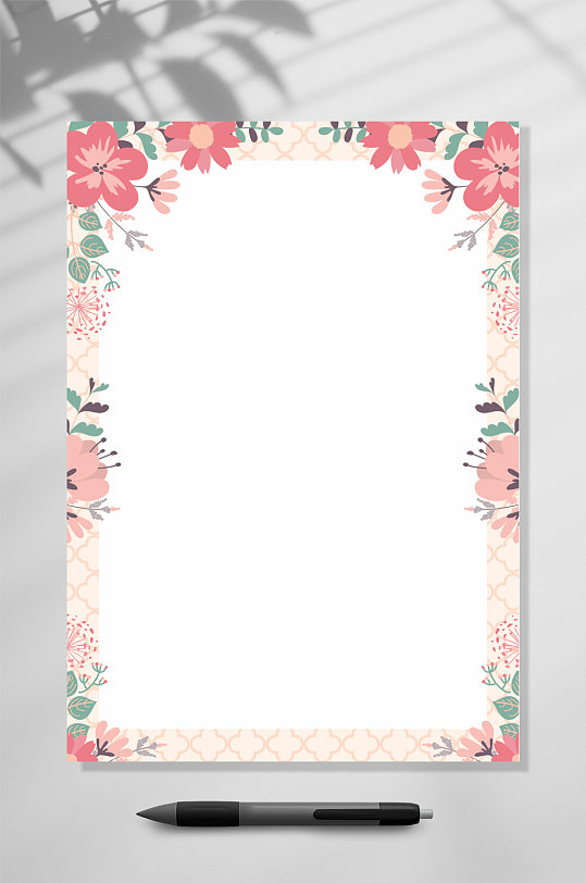 花卉感谢信信纸背景WORD-众图网