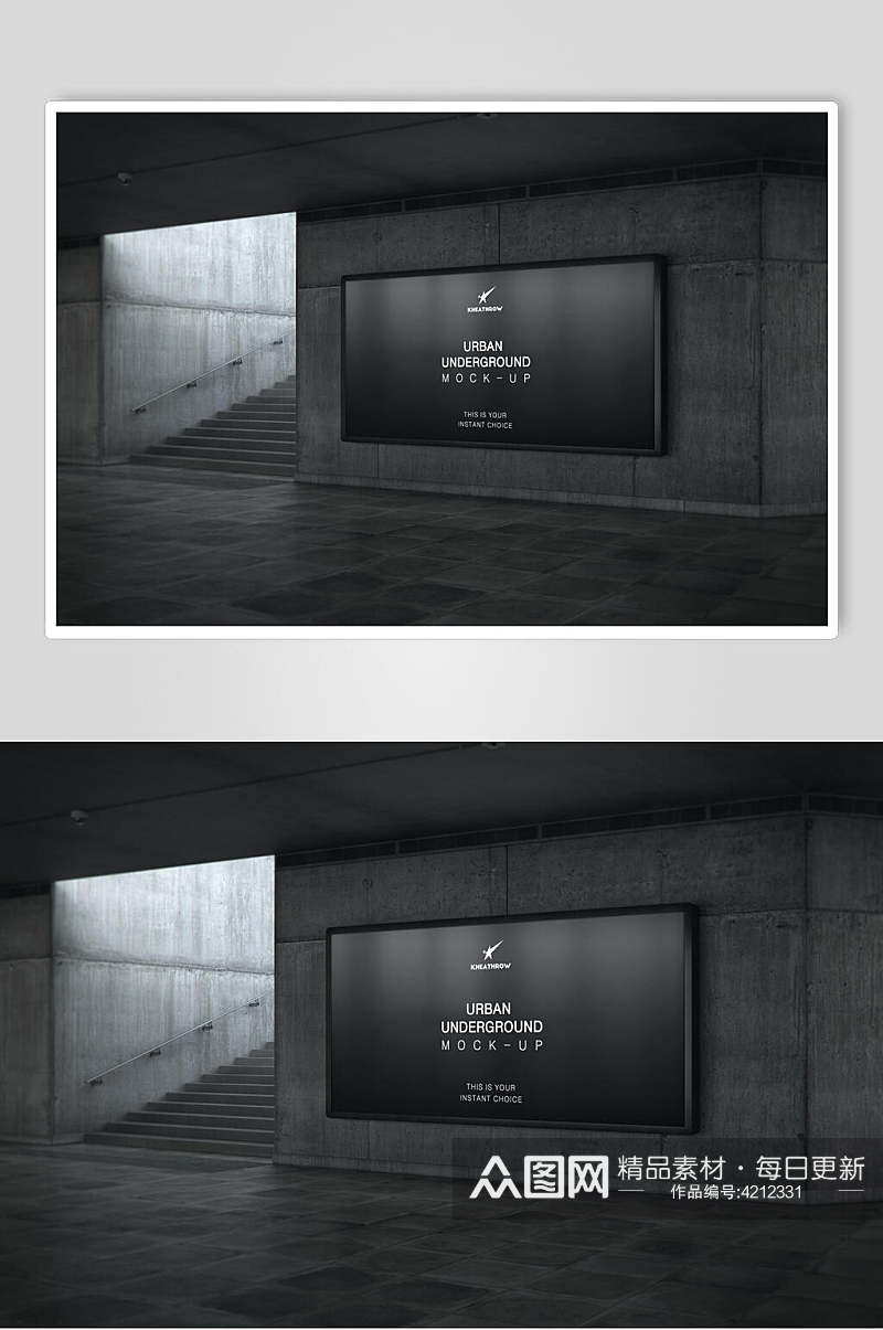 楼梯黑色创意高端地铁广告场景样机素材