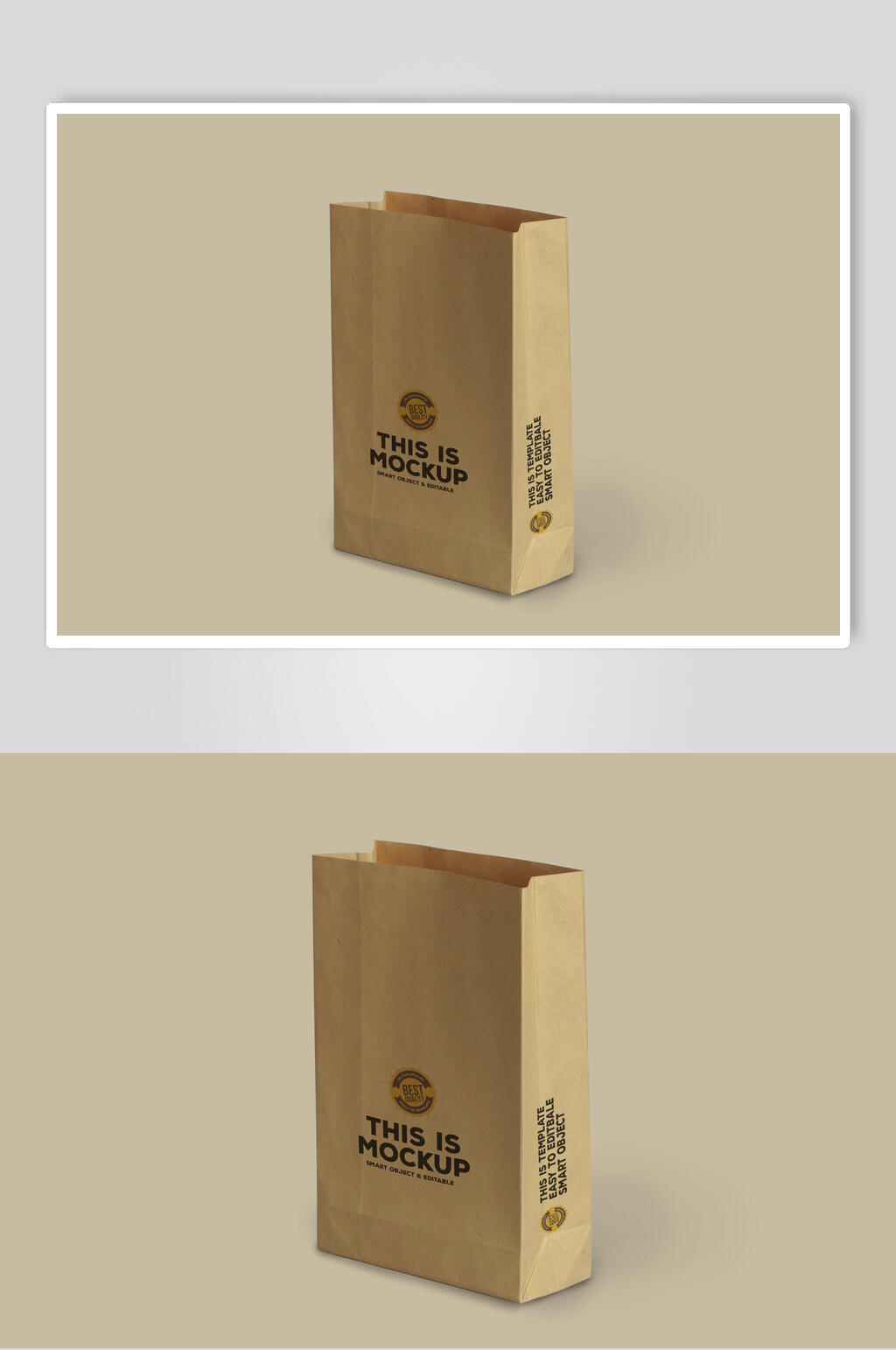 清新袋子黄色清新自立牛皮纸袋样机素材