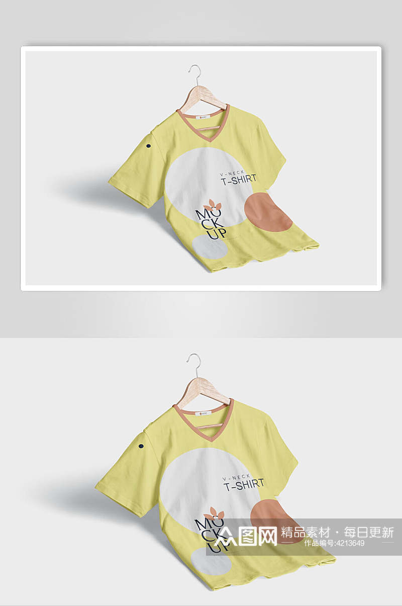 黄色简洁T恤服装智能贴图样机素材