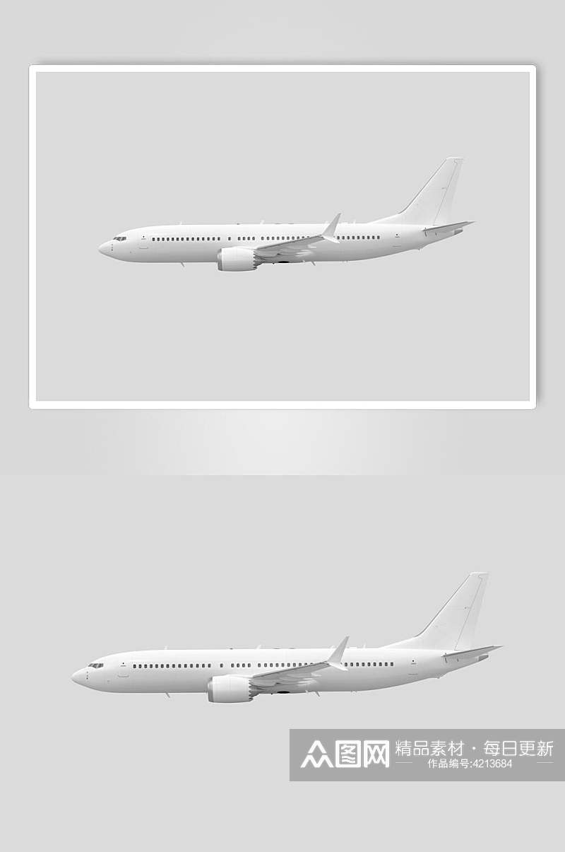 白色飞机样机效果图素材