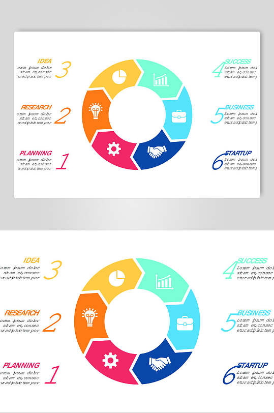 彩色圆手绘数据图表矢量素材