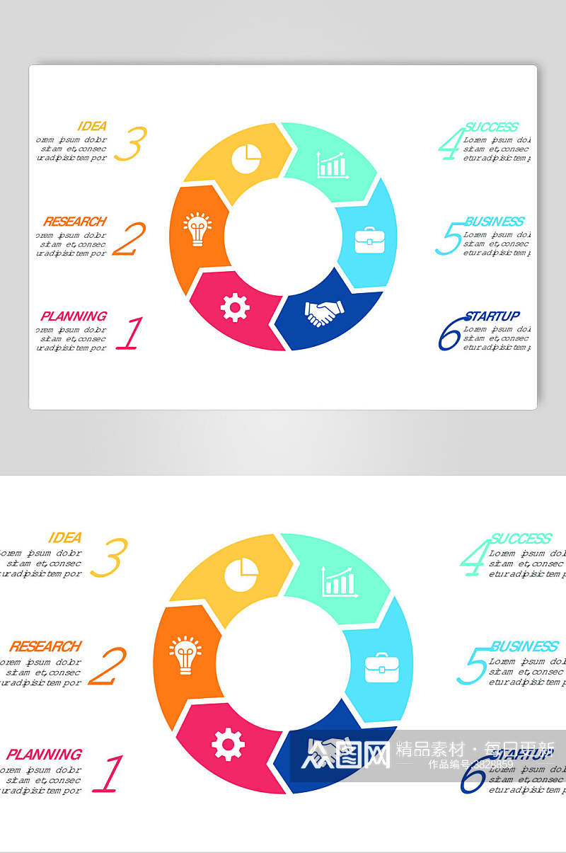 彩色圆手绘数据图表矢量素材素材