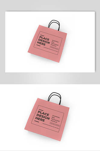 粉色精致购物纸袋样机效果图