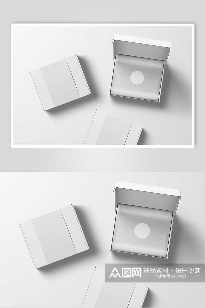 立体留白打开创意高端灰色盒子样机素材