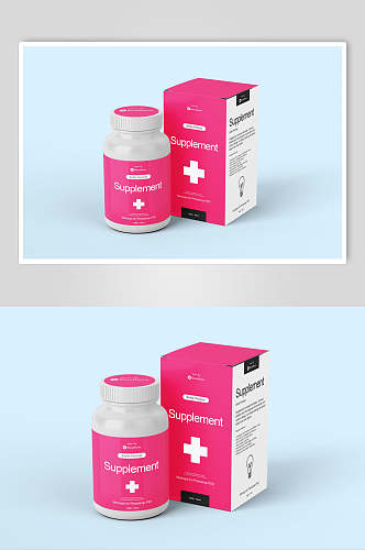 加号英文字母粉色药品包装样机