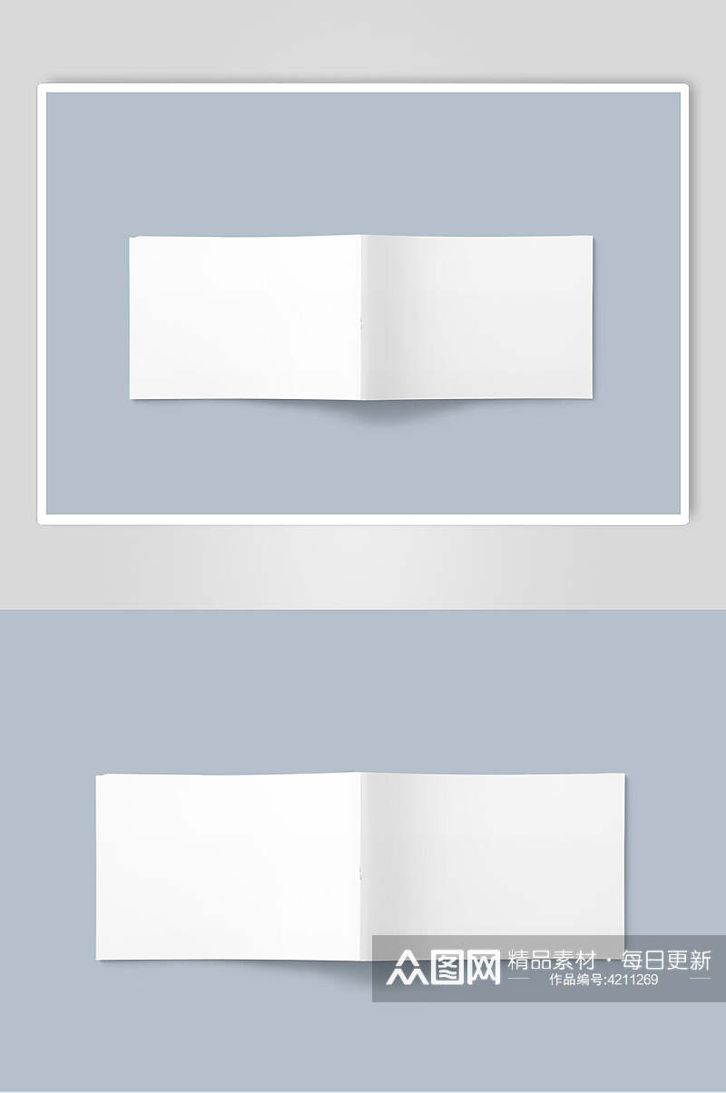 长方形折痕白海报卡片展示样机素材