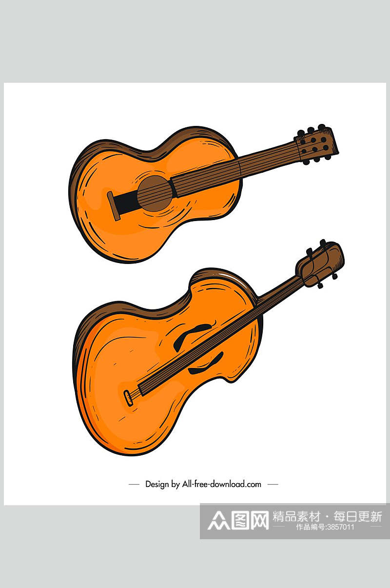 简约吉他卡通时尚创新音乐矢量海报素材素材