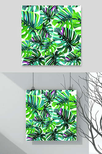 绿色植物花纹矢量图案设计素材