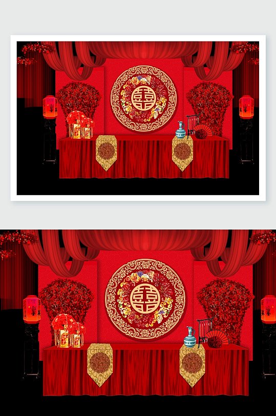 彩带中式婚礼舞美设计
