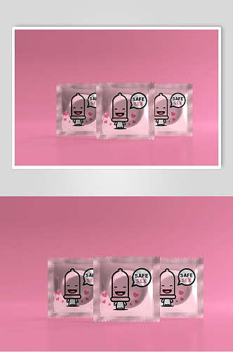 雪糕图案粉色墙避孕套包装样机