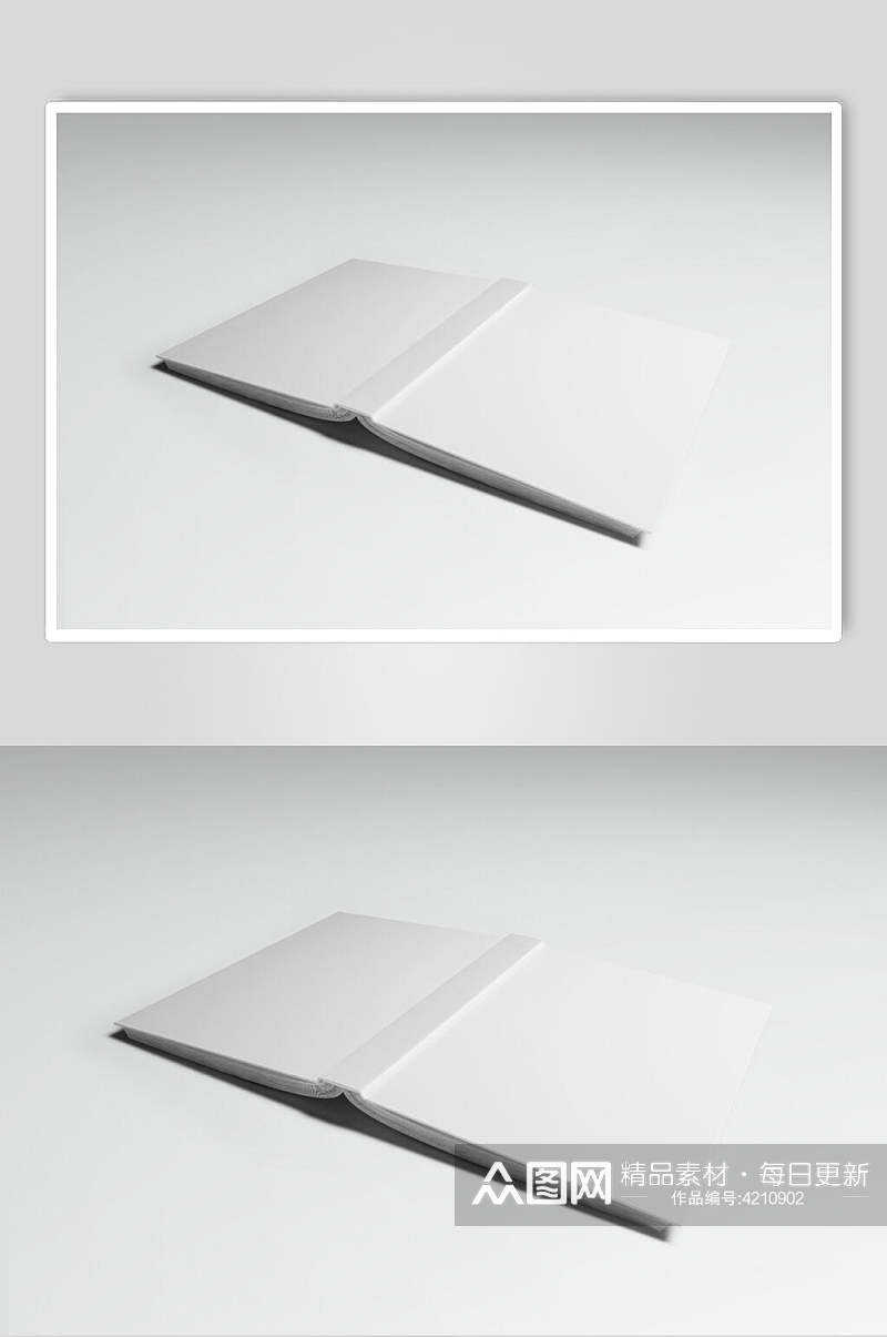 灰色对折创意高端书籍杂志展示样机素材