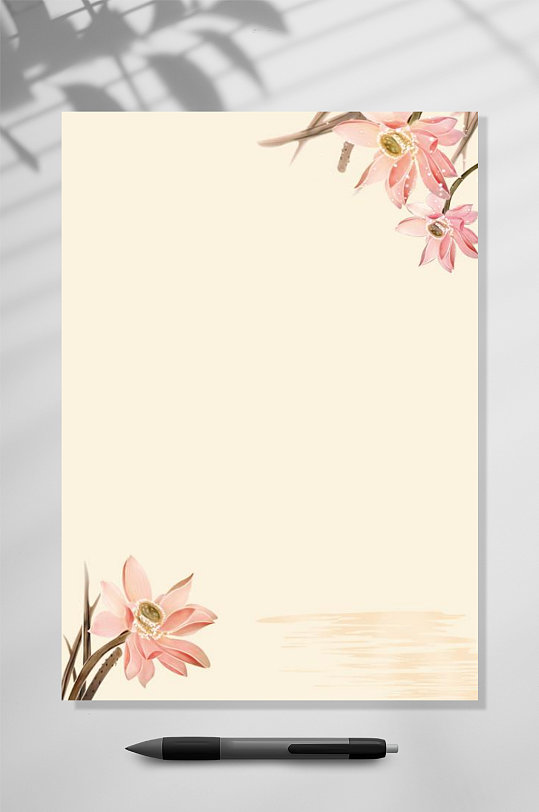 古风荷花信纸WORD-众图网