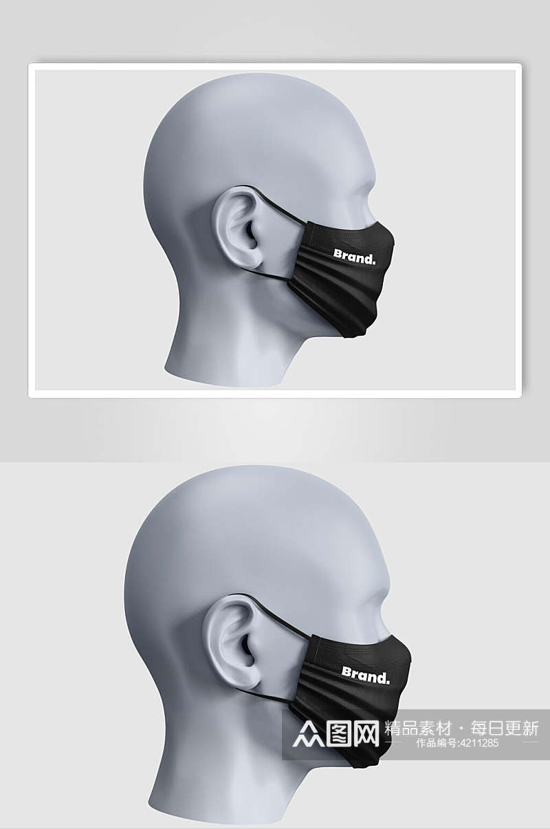 黑色口罩包装设计展示样机素材