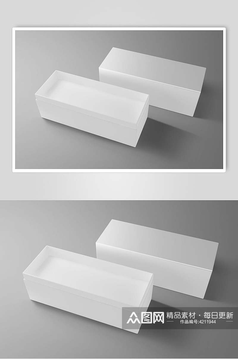 立体长方形灰色包装盒贴图样机素材