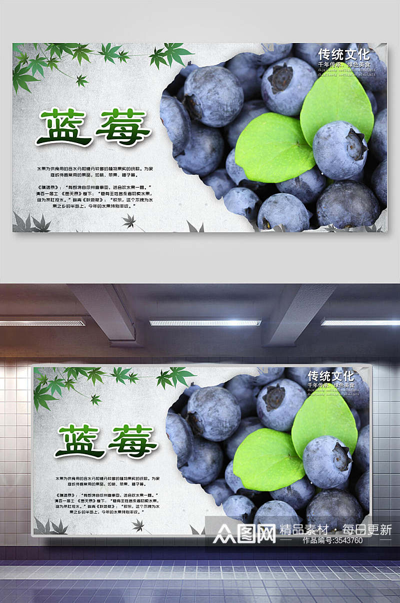 绿色蓝莓展板素材