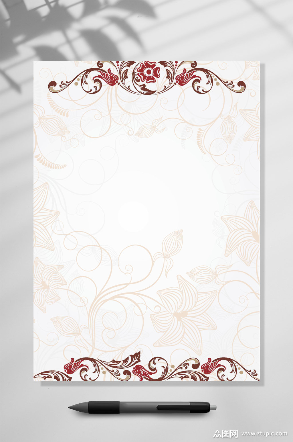 白底复古欧式便签信纸word素材