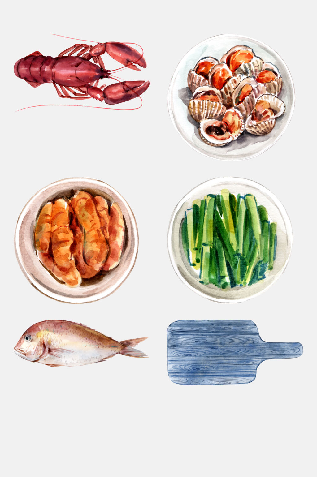 新鲜美味食品日料手绘免抠素材素材