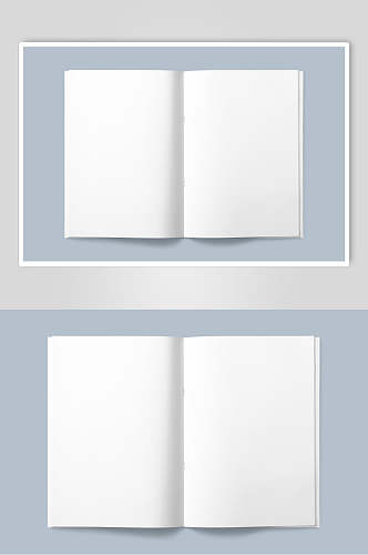 蓝白方形书籍画册海报卡片展示样机