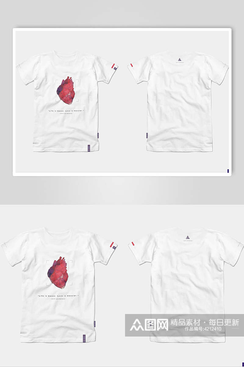 手绘红白创意高端T恤设计贴图样机素材