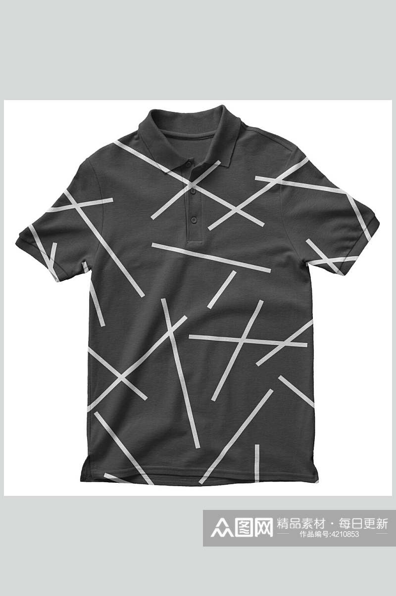 线条褶皱短袖T恤设计贴图样机素材