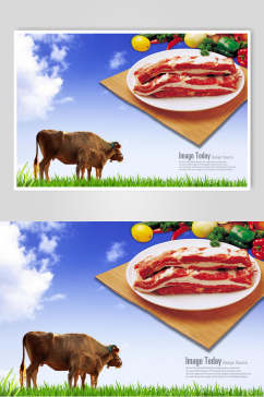 招牌牛肉饭店促销宣传海报