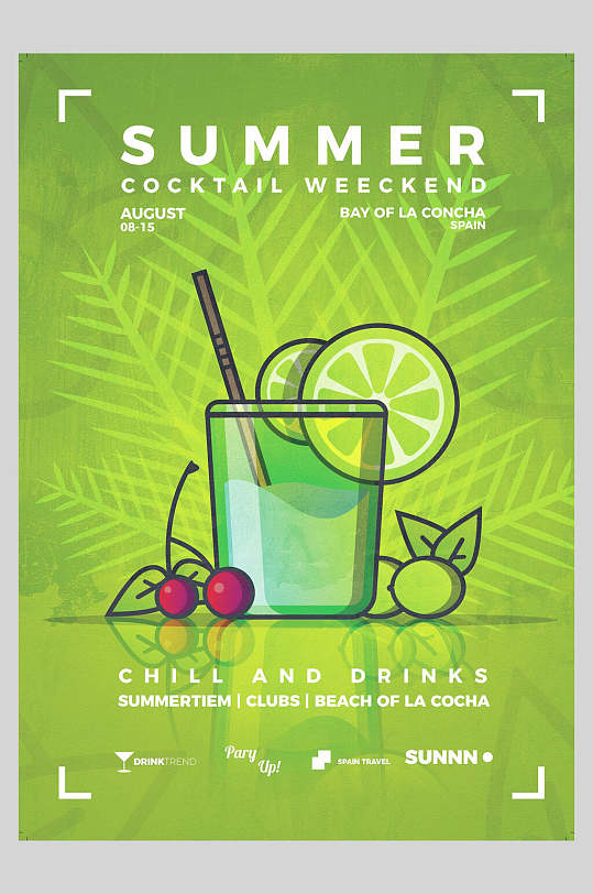 英文夏日柠檬水海报