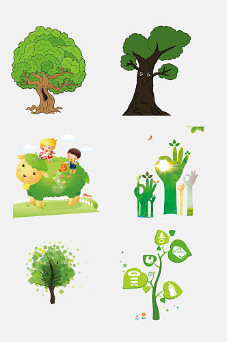 创意植树节免抠素材 植树节设计元素