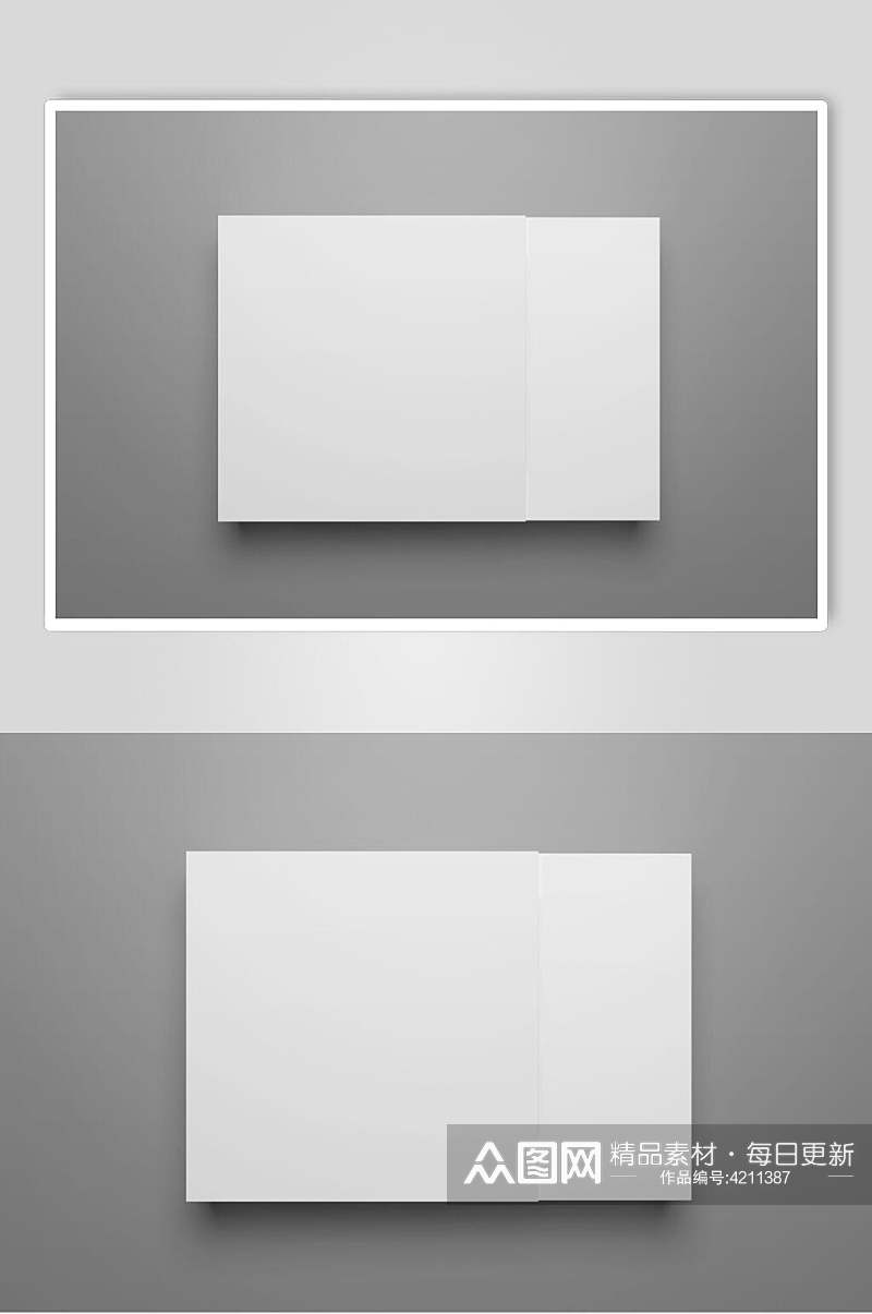 长方形正视图白包装盒贴图样机素材