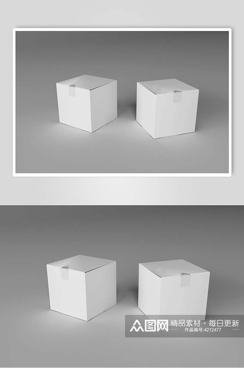 方形灰白创意高端包装盒贴图样机素材