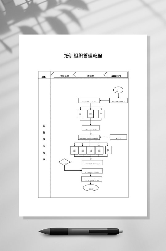 简洁培训组织管理流程图WORD常用表格-众图网