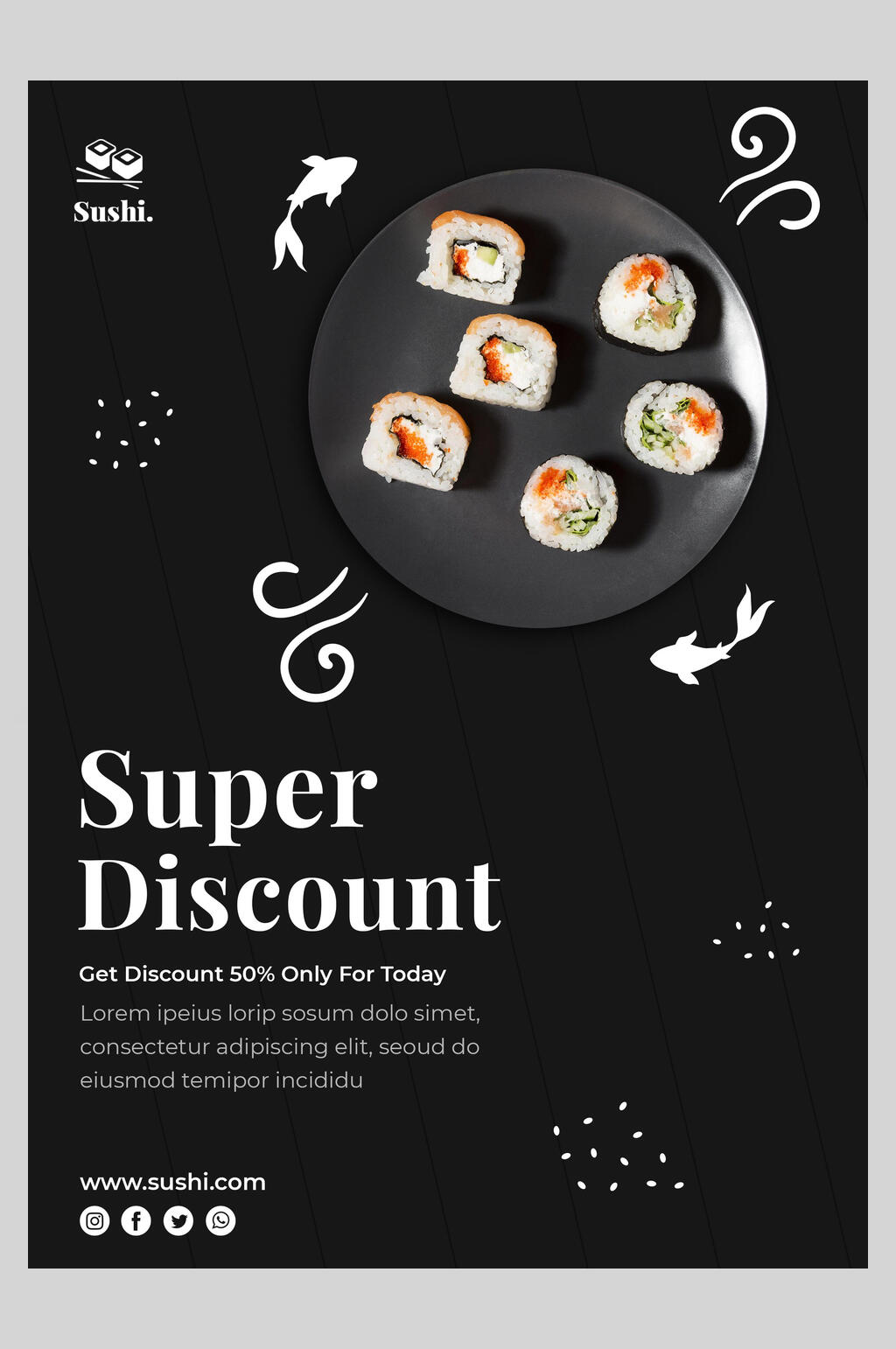 美味色时尚寿司美食海报素材