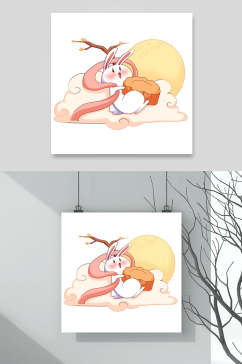 兔子卡通中秋节素材