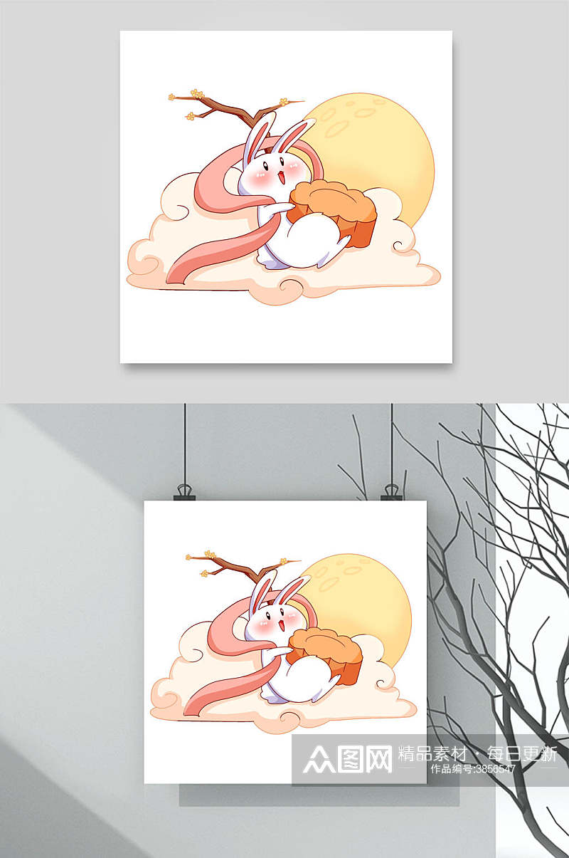 兔子卡通中秋节素材素材